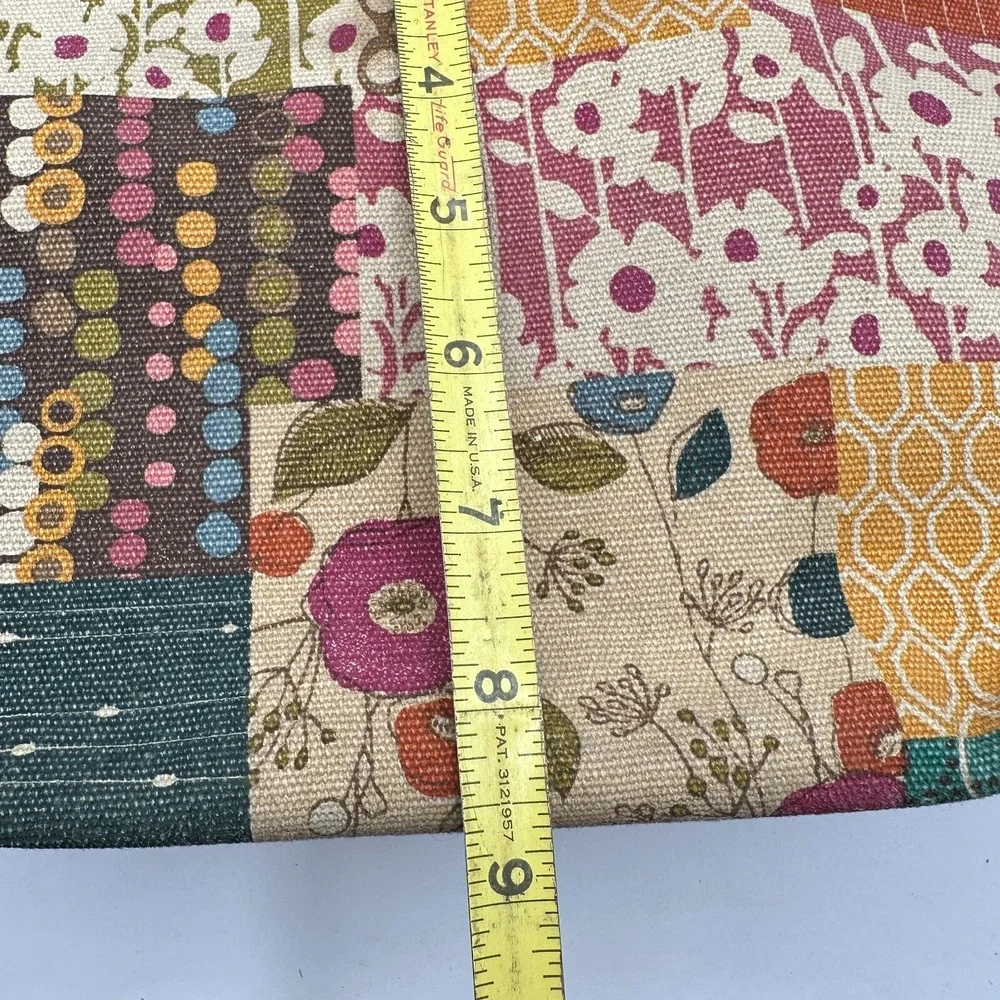 Vintage Fossil Top Handle Bag Yellow Brown Patchwork Print‎ Floral Canvas Boho